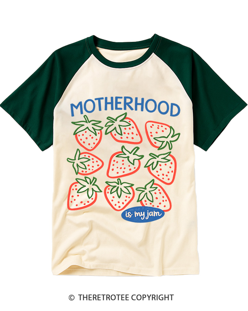 TheRetroTee Motherhood is My Jam 1970s Raglan Baseball T-Shirt