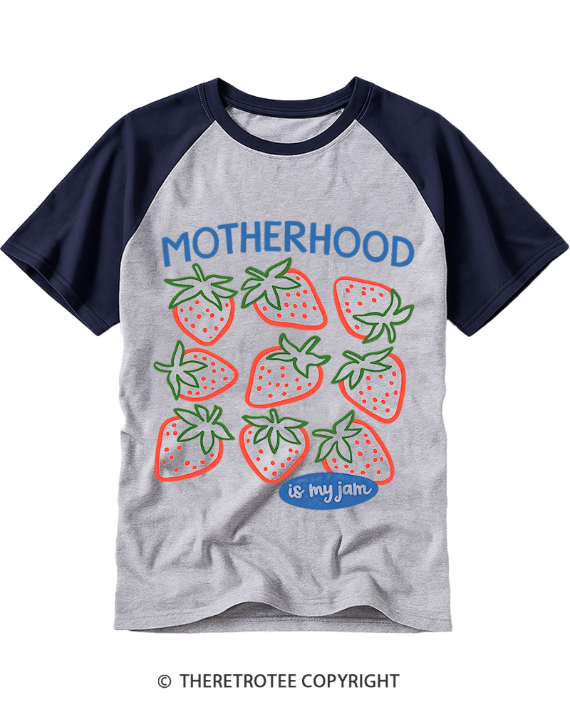 TheRetroTee Motherhood is My Jam 1970s Raglan Baseball T-Shirt