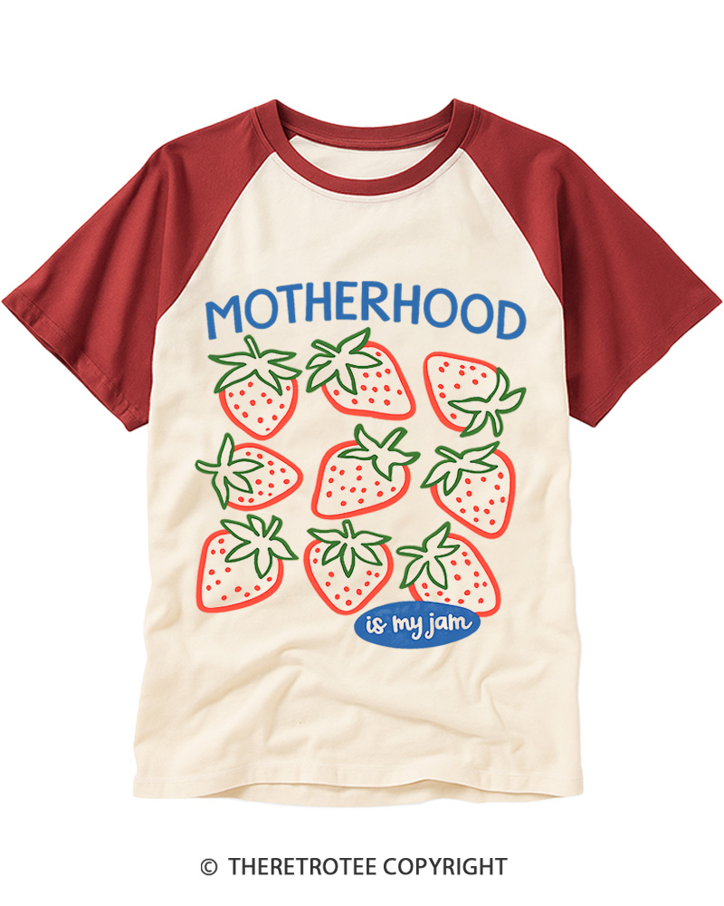 TheRetroTee Motherhood is My Jam 1970s Raglan Baseball T-Shirt