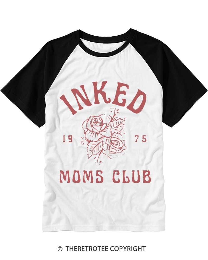 TheRetroTee Cool Mom Club 1970s Raglan Baseball T-Shirt