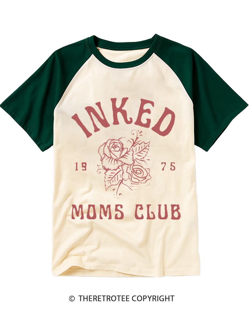 TheRetroTee Cool Mom Club 1970s Raglan Baseball T-Shirt