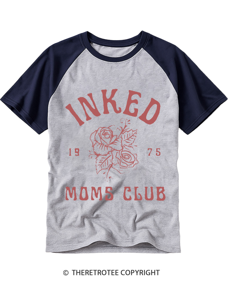 TheRetroTee Cool Mom Club 1970s Raglan Baseball T-Shirt