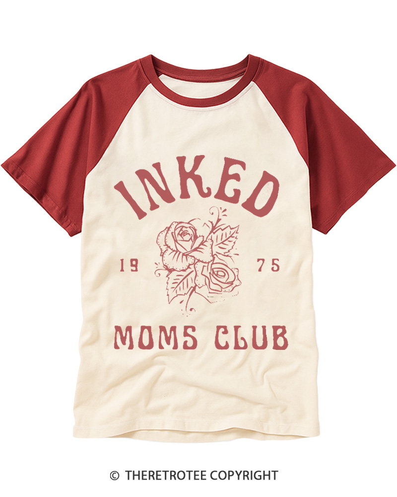 TheRetroTee Cool Mom Club 1970s Raglan Baseball T-Shirt