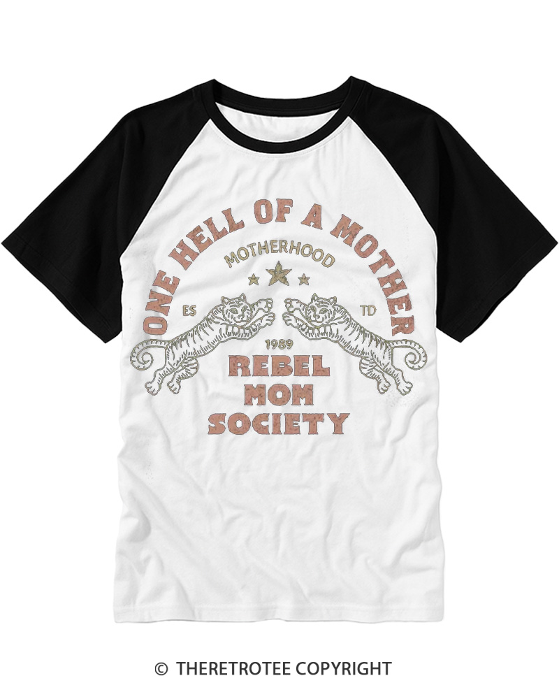 TheRetroTee One Hell of a Mother 1980s Raglan Baseball T-Shirt