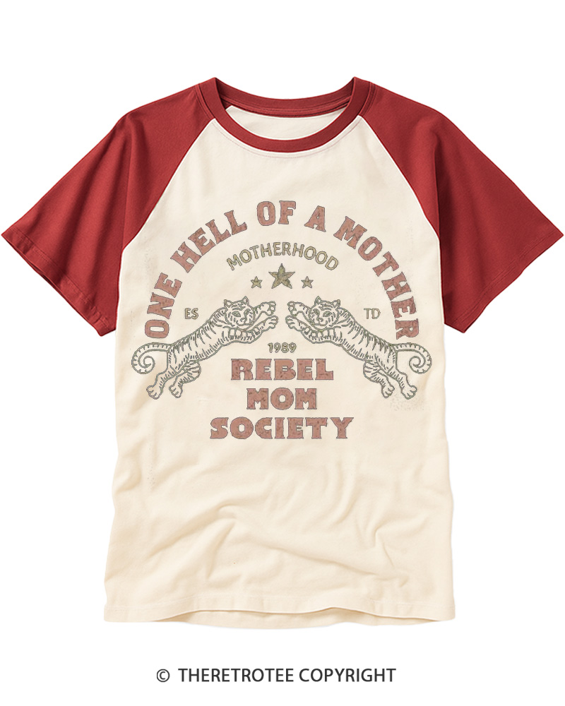 TheRetroTee One Hell of a Mother 1980s Raglan Baseball T-Shirt