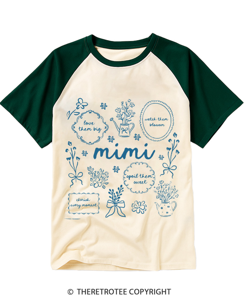 TheRetroTee Floral Mimi 1970s Raglan Baseball T-Shirt