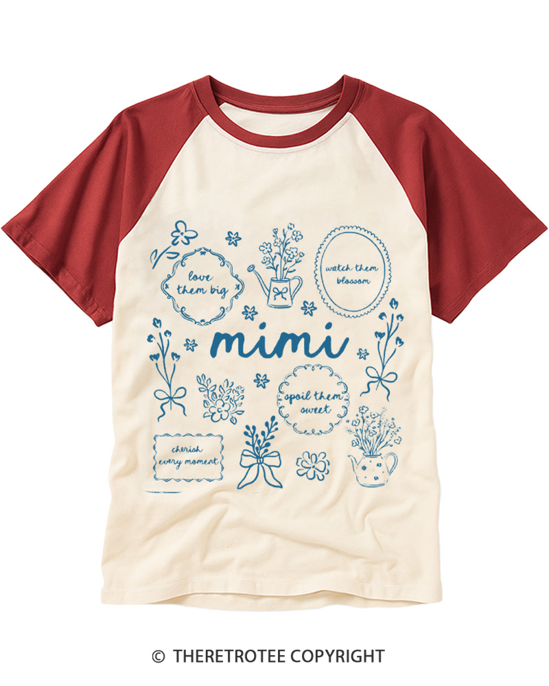 TheRetroTee Floral Mimi 1970s Raglan Baseball T-Shirt