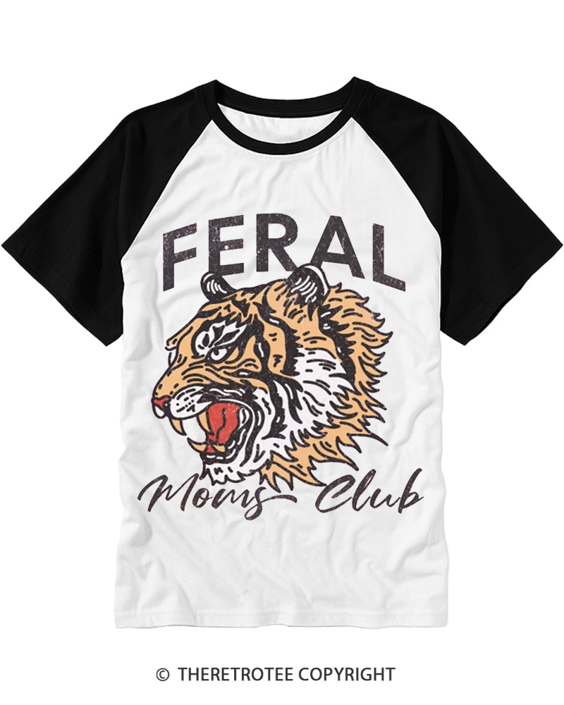 TheRetroTee Feral Mom 1980s Raglan Baseball T-Shirt