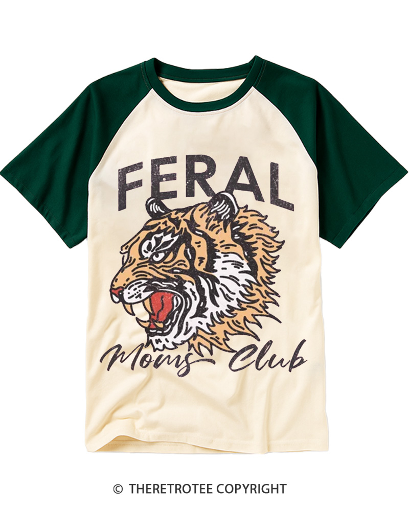 TheRetroTee Feral Mom 1980s Raglan Baseball T-Shirt