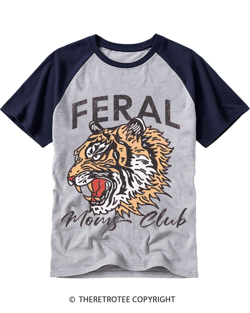 TheRetroTee Feral Mom 1980s Raglan Baseball T-Shirt