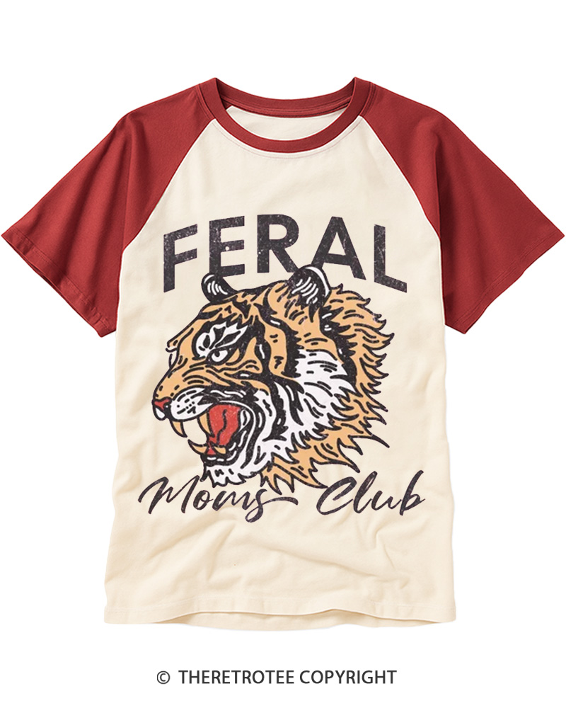 TheRetroTee Feral Mom 1980s Raglan Baseball T-Shirt