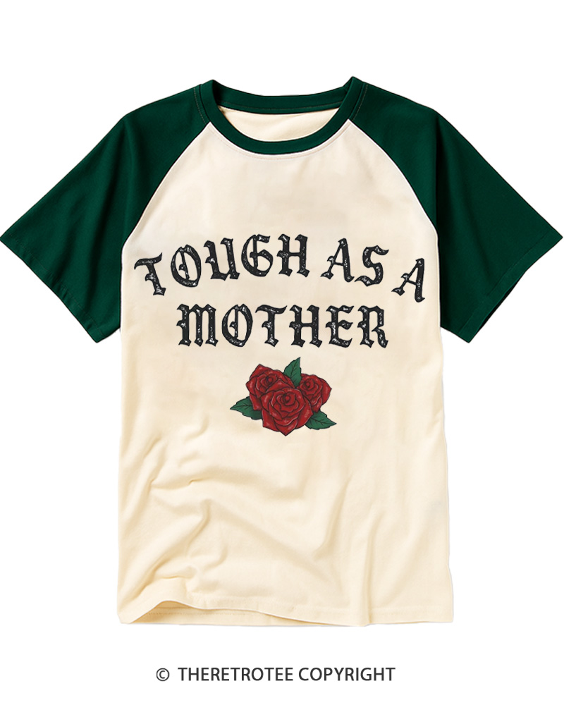 TheRetroTee Tough As A Mother 1980s Raglan Baseball T-Shirt