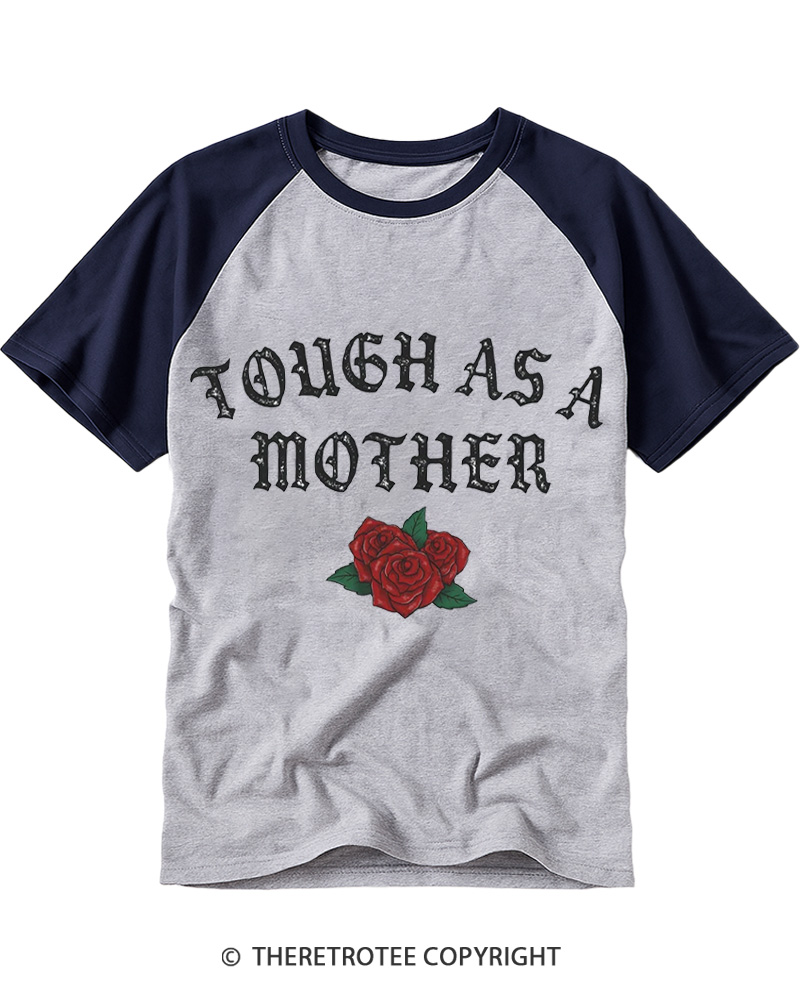 TheRetroTee Tough As A Mother 1980s Raglan Baseball T-Shirt