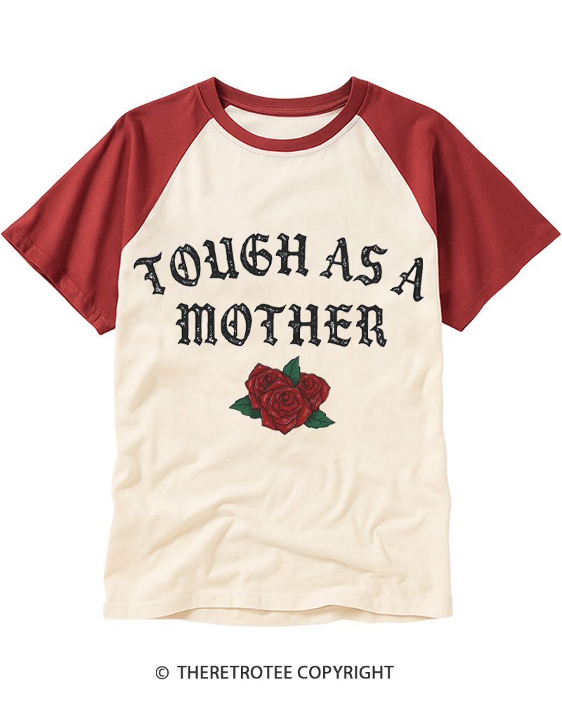 TheRetroTee Tough As A Mother 1980s Raglan Baseball T-Shirt