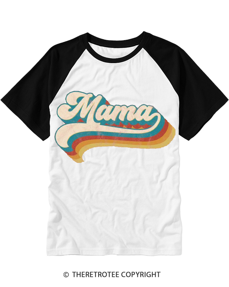 TheRetroTee Vintage Mama 1980s Raglan Baseball T-Shirt