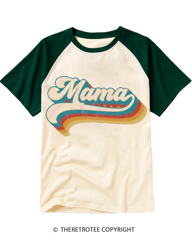TheRetroTee Vintage Mama 1980s Raglan Baseball T-Shirt