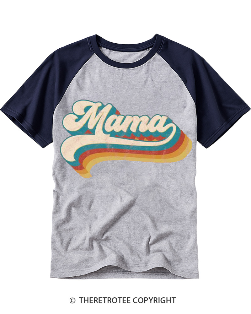 TheRetroTee Vintage Mama 1980s Raglan Baseball T-Shirt