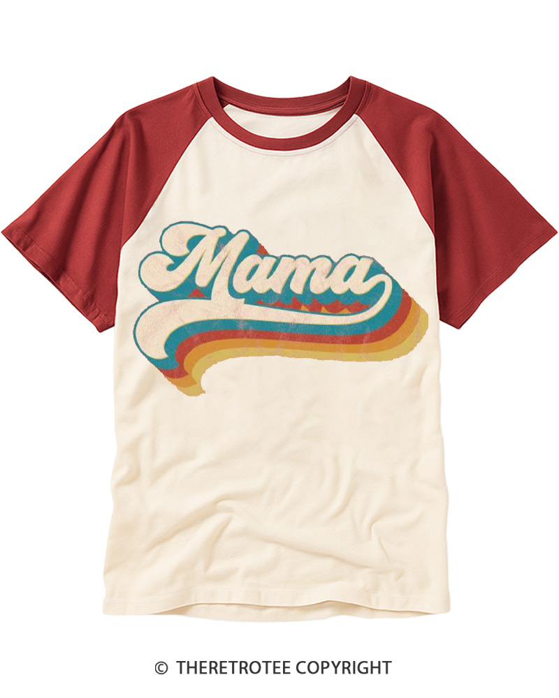 TheRetroTee Vintage Mama 1980s Raglan Baseball T-Shirt