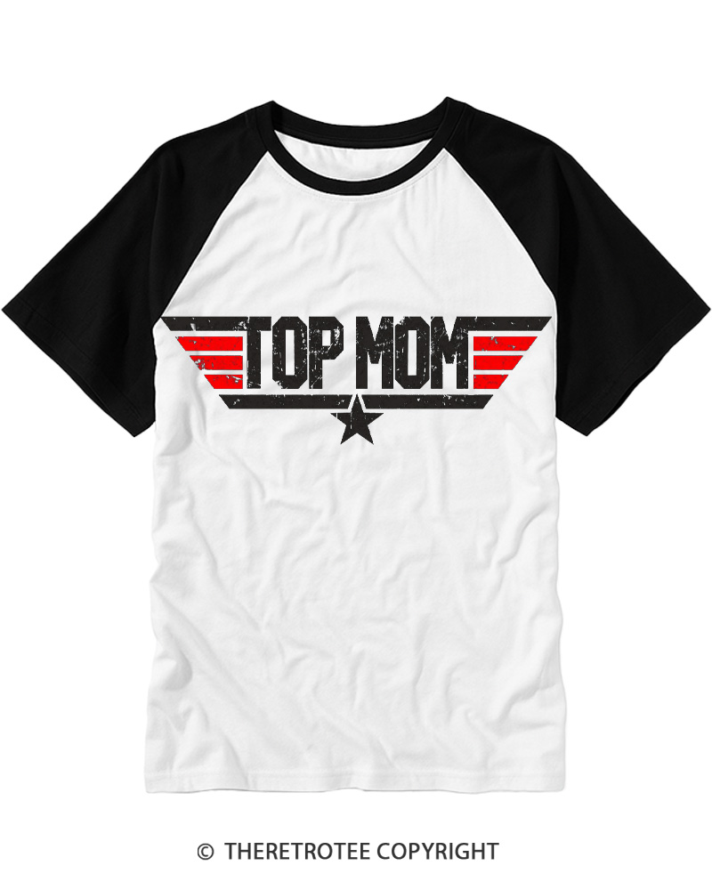 TheRetroTee Top Mom 1980s Raglan Baseball T-Shirt
