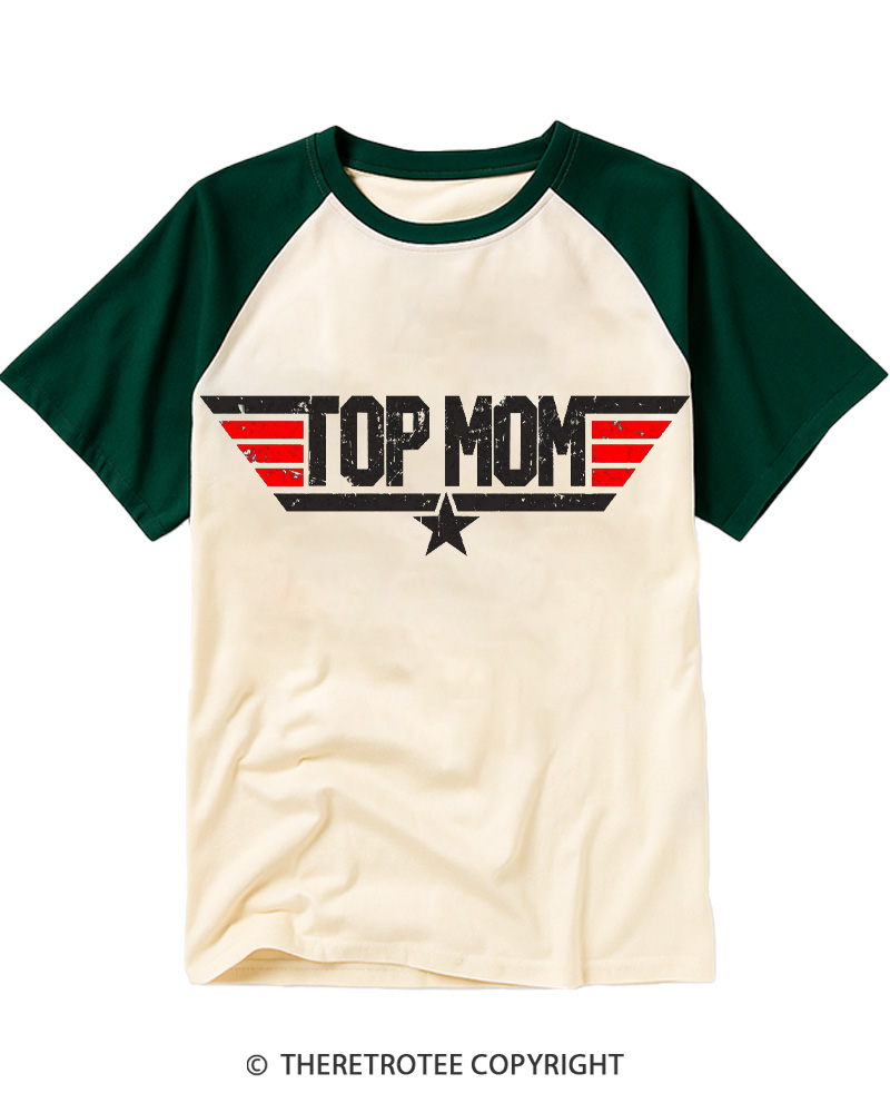 TheRetroTee Top Mom 1980s Raglan Baseball T-Shirt