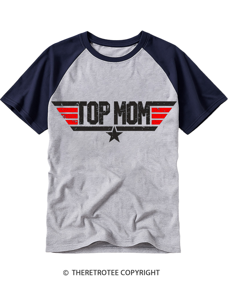 TheRetroTee Top Mom 1980s Raglan Baseball T-Shirt