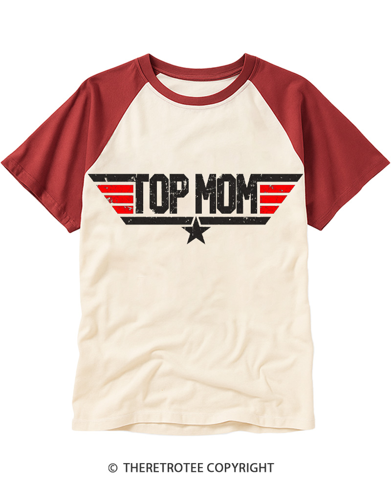 TheRetroTee Top Mom 1980s Raglan Baseball T-Shirt