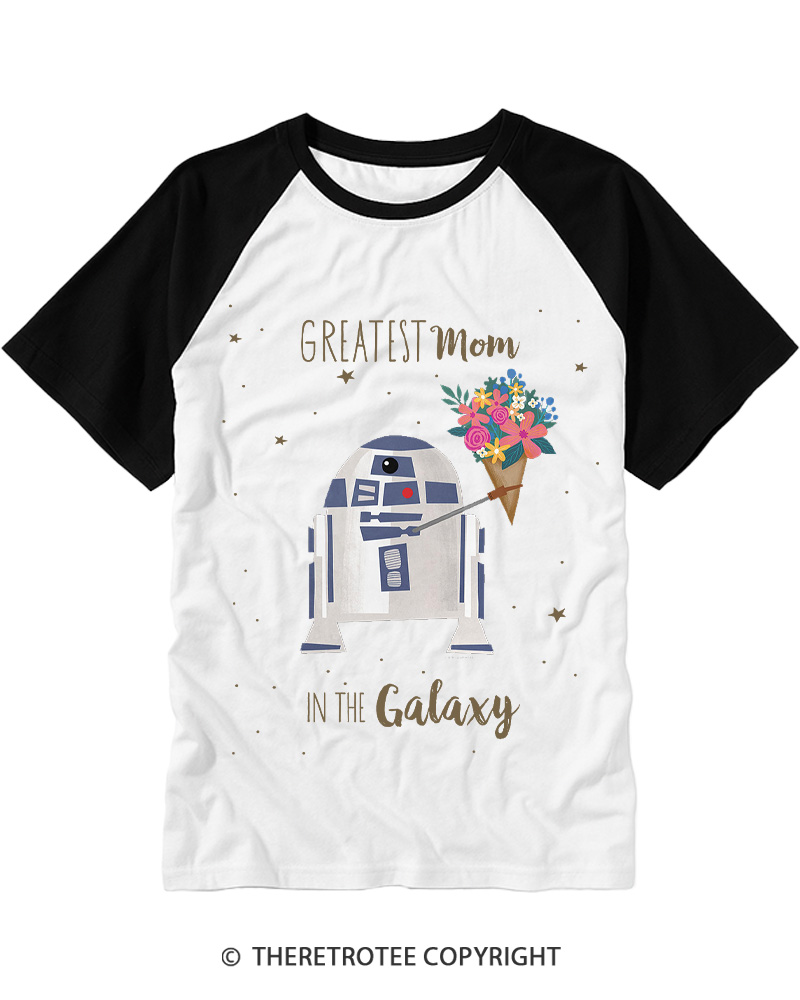 TheRetroTee Flowers to The Greatest Mom In The Galaxy 1980s Raglan Baseball T-Shirt