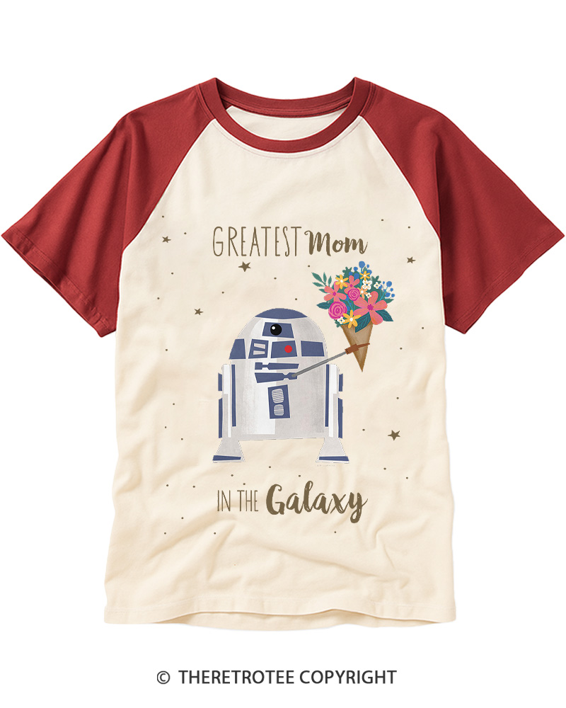 TheRetroTee Flowers to The Greatest Mom In The Galaxy 1980s Raglan Baseball T-Shirt