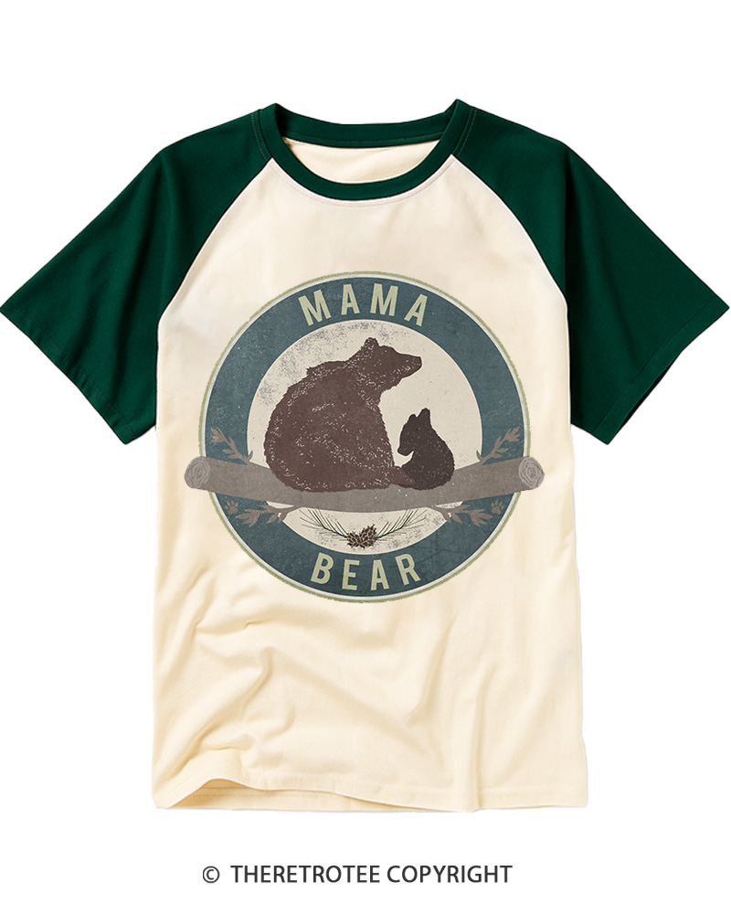 TheRetroTee Mama Bear 1980s Raglan Baseball T-Shirt