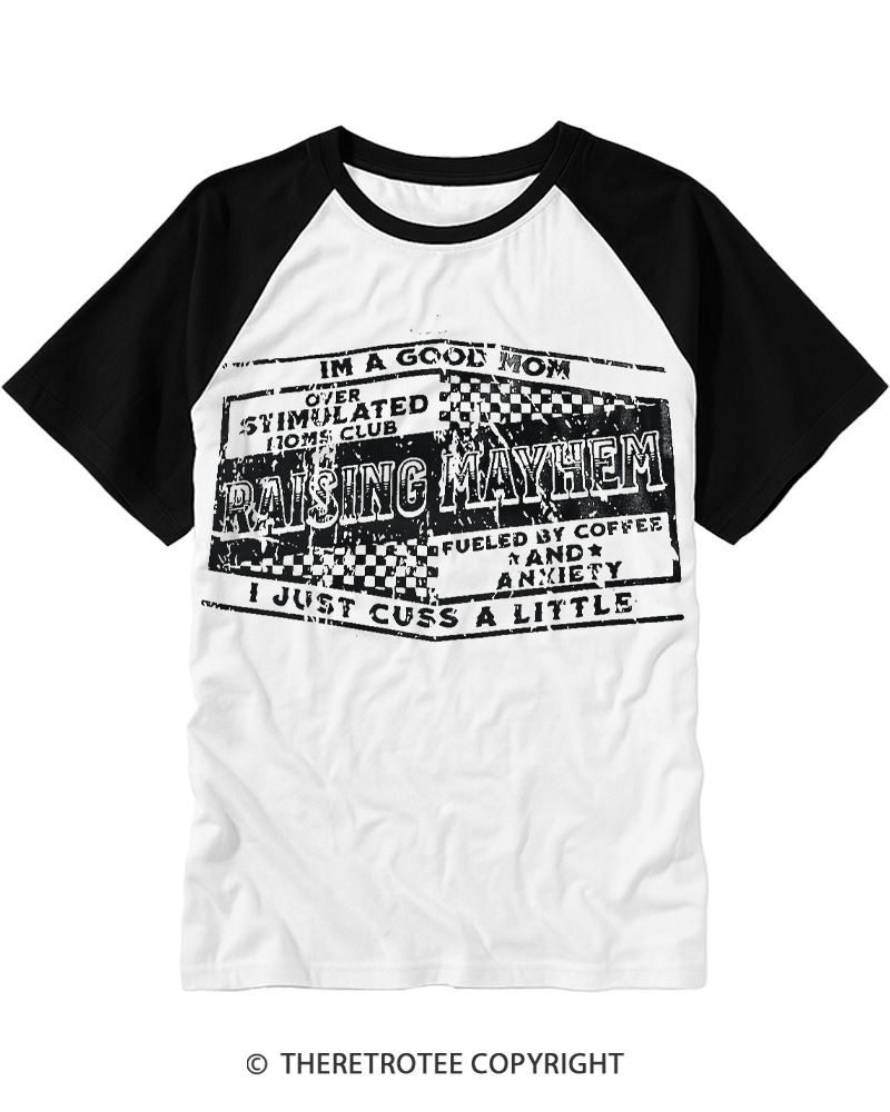 TheRetroTee Mayhem 1990s Raglan Baseball T-Shirt