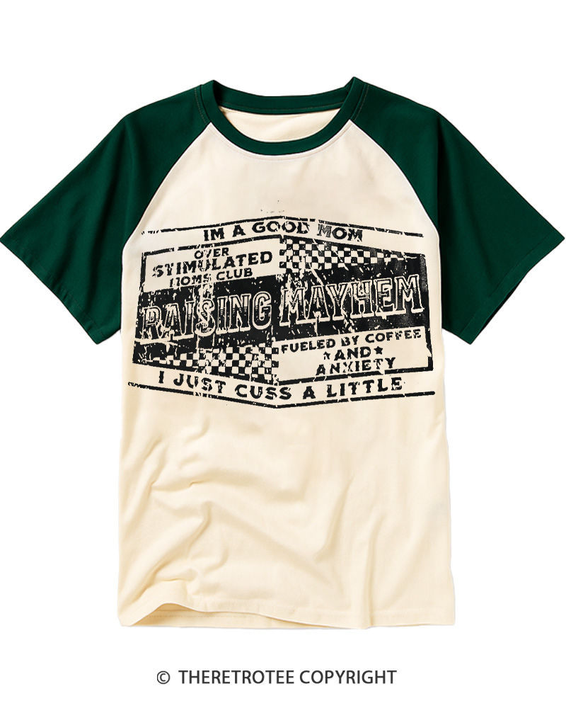 TheRetroTee Mayhem 1990s Raglan Baseball T-Shirt