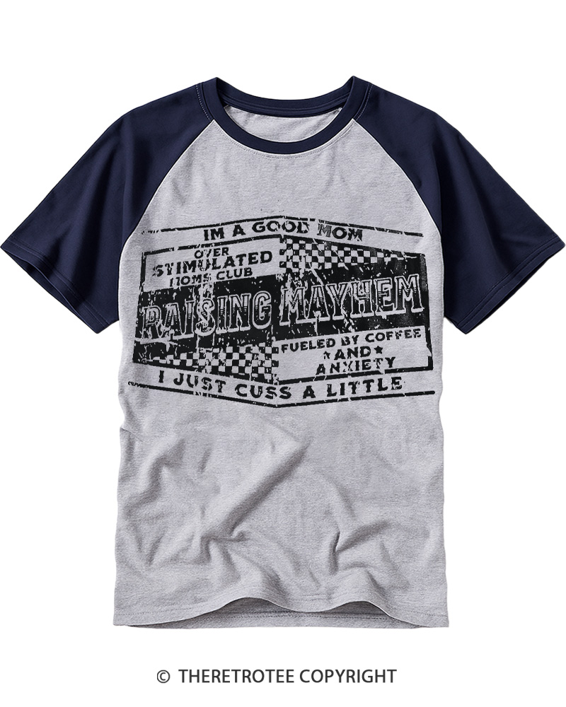 TheRetroTee Mayhem 1990s Raglan Baseball T-Shirt