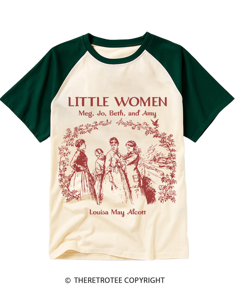 TheRetroTee Little Women 1870s Raglan Baseball T-Shirt