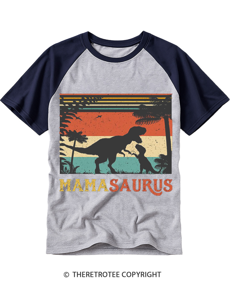 TheRetroTee Mamasaurus 1970s Raglan Baseball T-Shirt