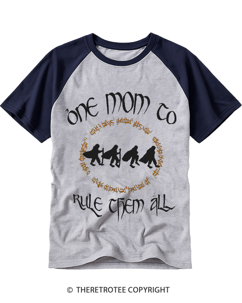 TheRetroTee One Mom To Rule Them All 1980s Raglan Baseball T-Shirt