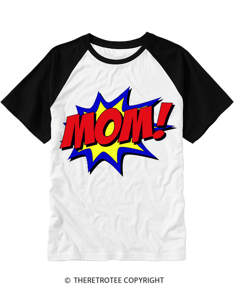 TheRetroTee Superhero Mom 1960s Raglan Baseball T-Shirt