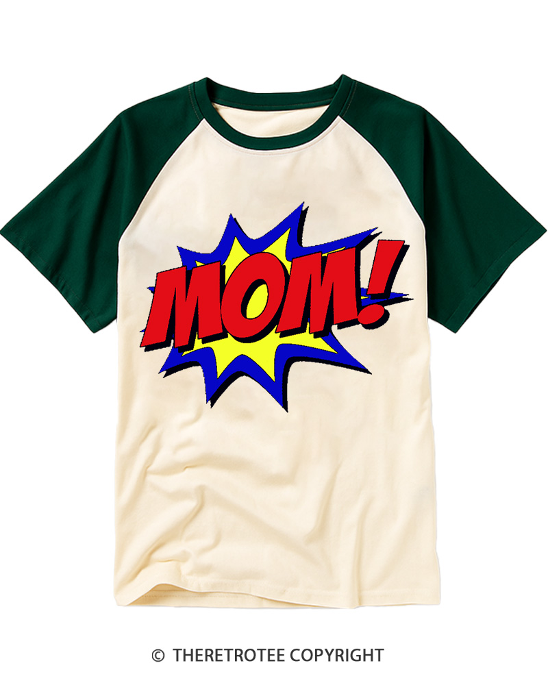 TheRetroTee Superhero Mom 1960s Raglan Baseball T-Shirt