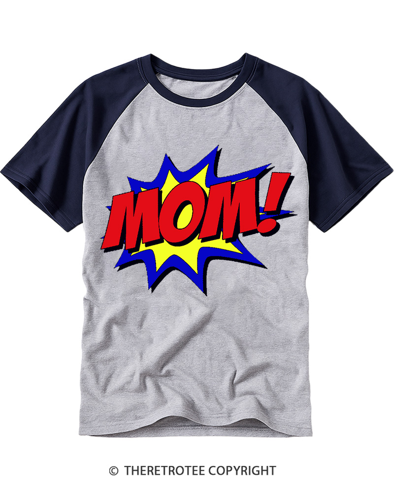 TheRetroTee Superhero Mom 1960s Raglan Baseball T-Shirt