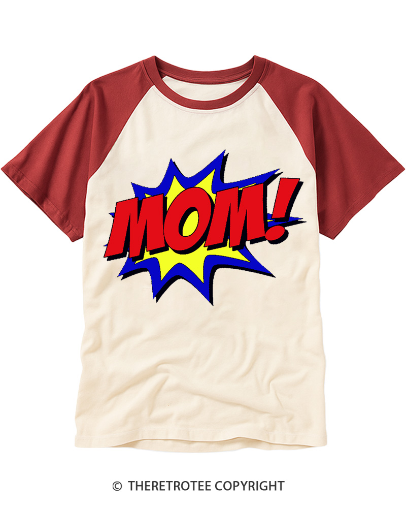 TheRetroTee Superhero Mom 1960s Raglan Baseball T-Shirt