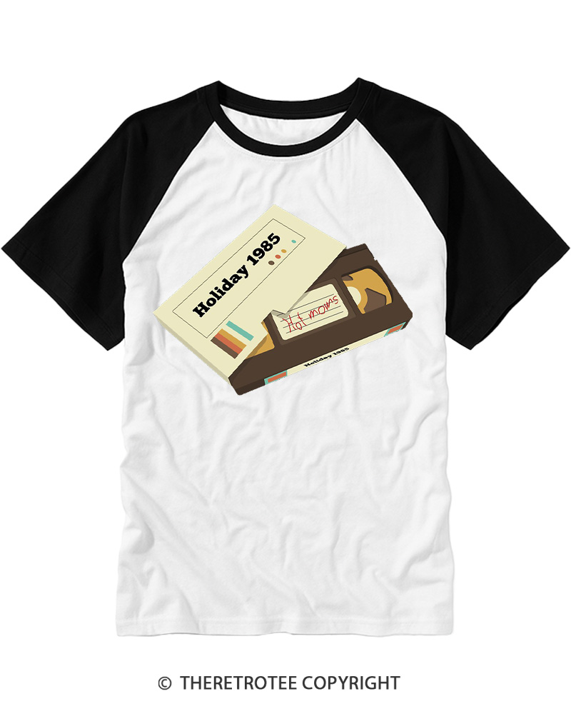 TheRetroTee Cassette Tape Hot Mom 1980s Raglan Baseball T-Shirt