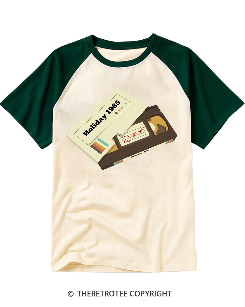TheRetroTee Cassette Tape Hot Mom 1980s Raglan Baseball T-Shirt