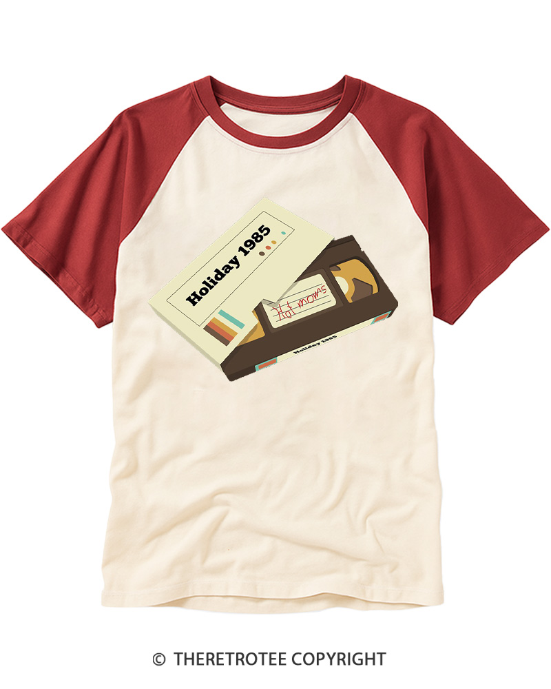 TheRetroTee Cassette Tape Hot Mom 1980s Raglan Baseball T-Shirt