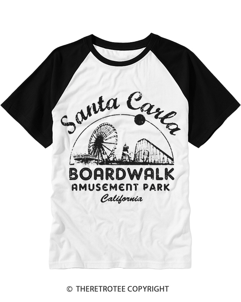 TheRetroTee Santa Carla Amusement Park 1980s Raglan Baseball T-Shirt