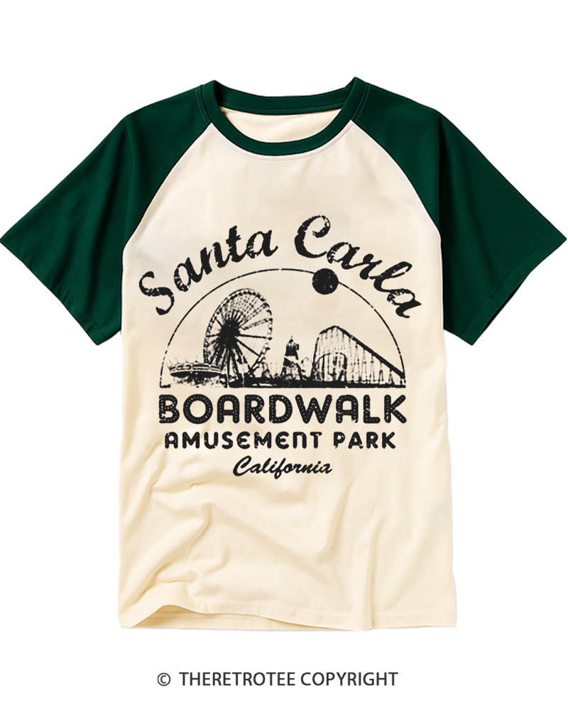 TheRetroTee Santa Carla Amusement Park 1980s Raglan Baseball T-Shirt