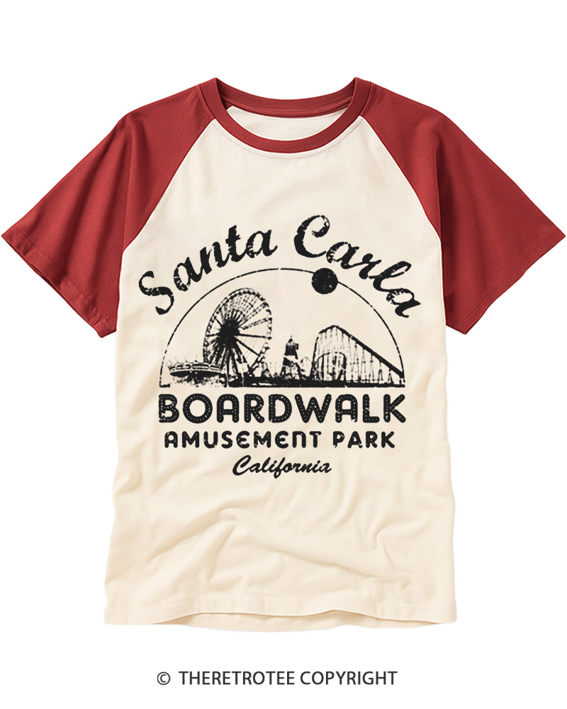 TheRetroTee Santa Carla Amusement Park 1980s Raglan Baseball T-Shirt