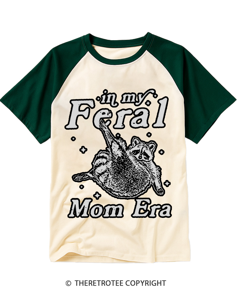TheRetroTee In My Feral Mom Era 1980s Raglan Baseball T-Shirt