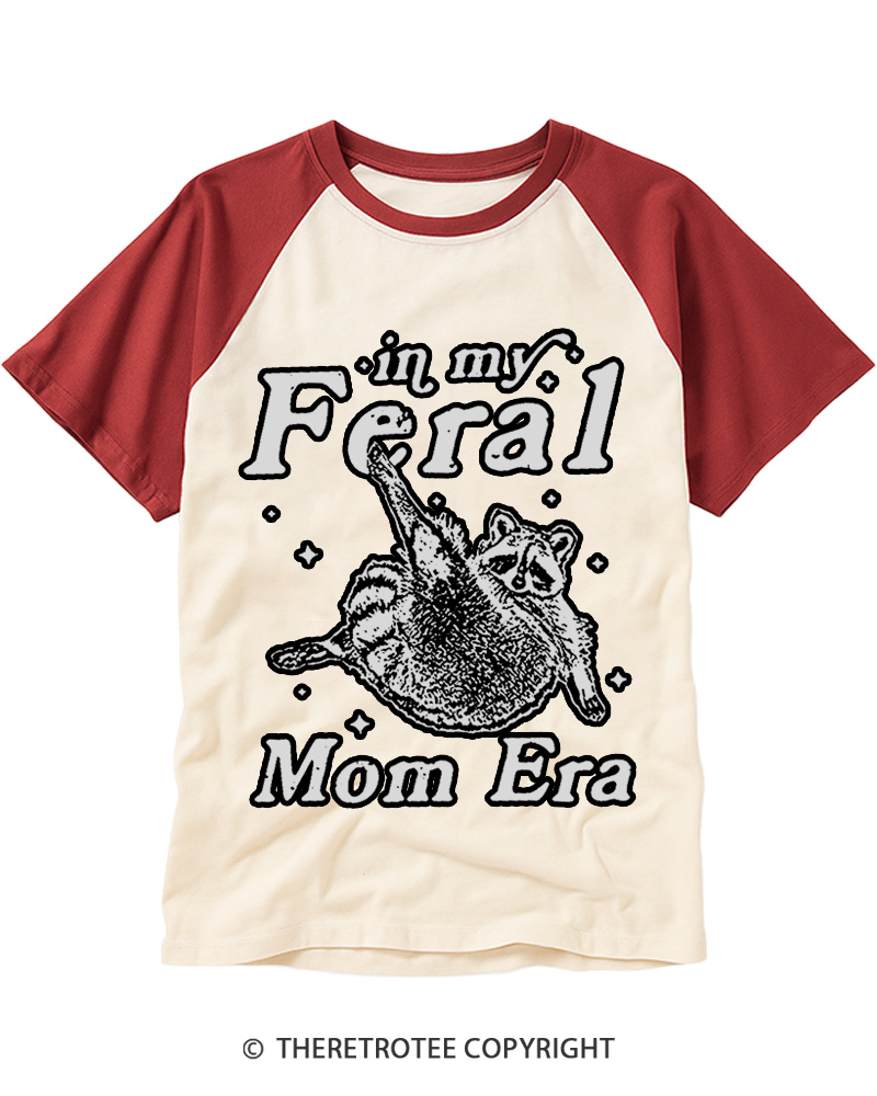 TheRetroTee In My Feral Mom Era 1980s Raglan Baseball T-Shirt
