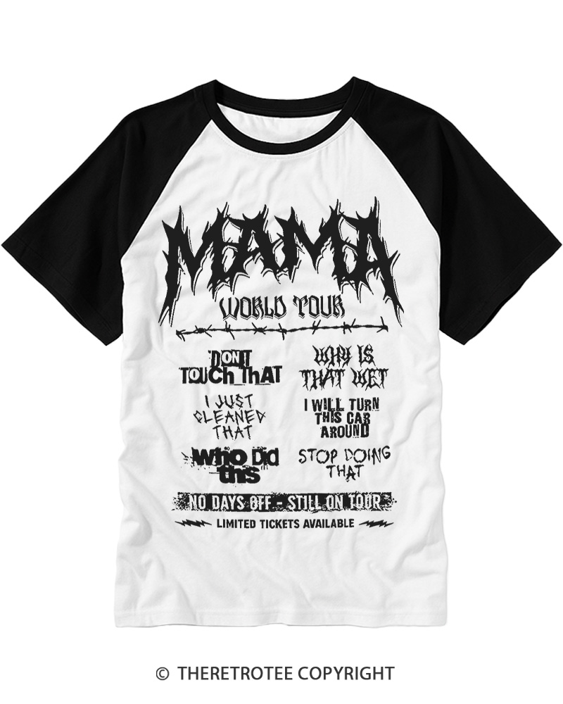 TheRetroTee Mom World Tour 1980s Raglan Baseball T-Shirt
