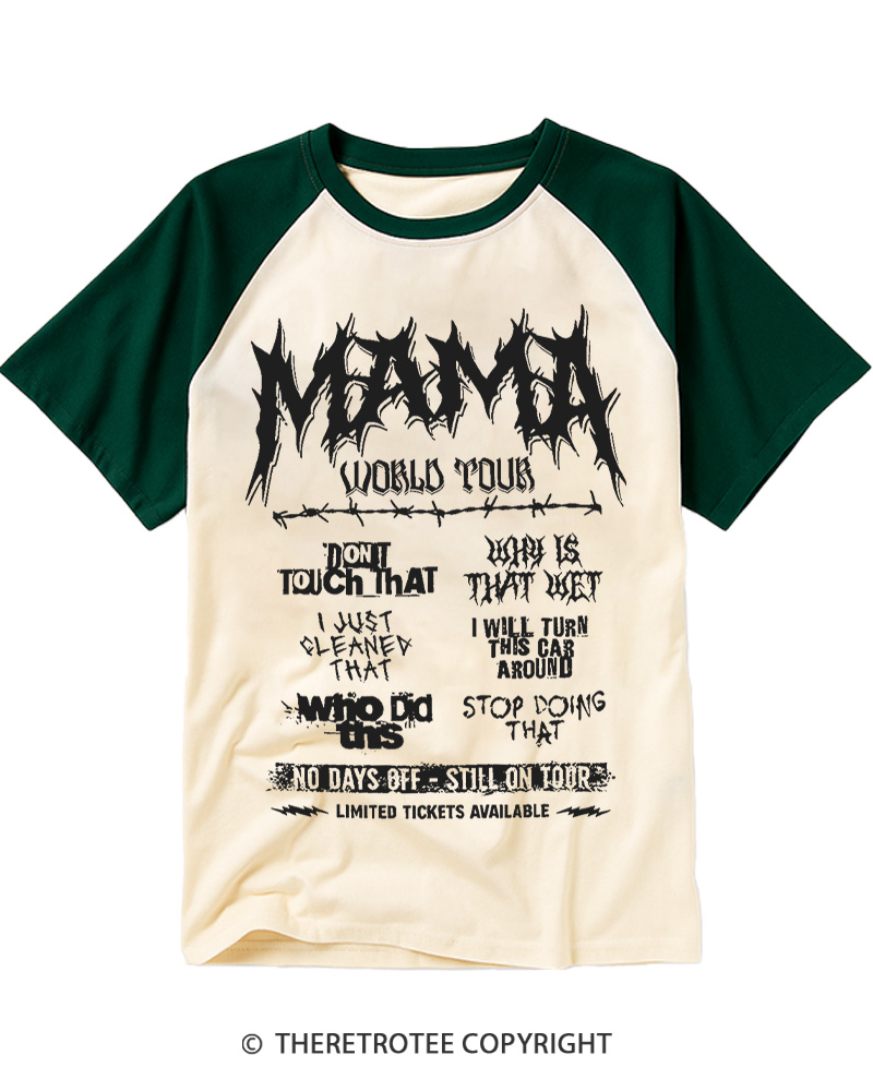 TheRetroTee Mom World Tour 1980s Raglan Baseball T-Shirt
