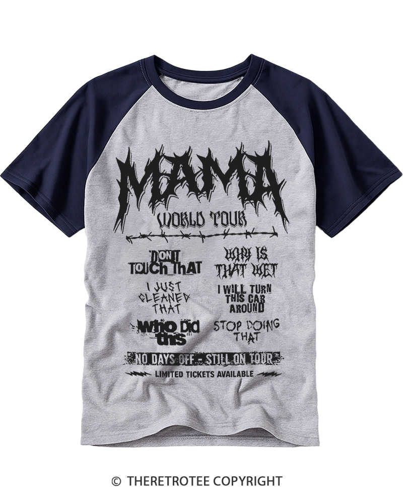TheRetroTee Mom World Tour 1980s Raglan Baseball T-Shirt